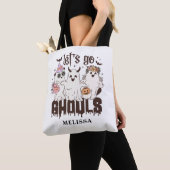 Schattigee Ghost Retro Halloween Let's Go Ghouls Tote Bag (Dichtbij)
