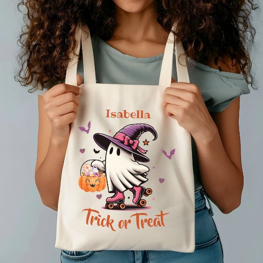 Schattigee Ghost Rolschaatsen Trick or treat Custo Tote Bag