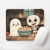 Schattigee Ghost & Skeleton met Snoepjes kom - Mou Muismat (Met muis)