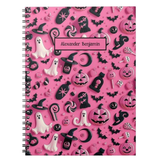 Schattigee Ghost Skull Pumpkin Halloween Notitieboek (Voorkant)