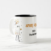 Schattigee Ghost & Sunflowers Whimsical Spooky Sei Tweekleurige Koffiemok (Voorkant links)