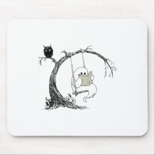 Schattigee Ghost Swinging Leesboek Halloween Ghost Muismat