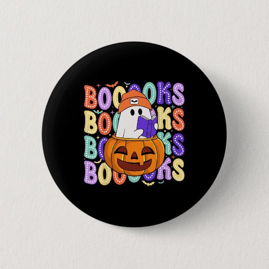Schattigee Ghost Teacher Halloween Librarian Lees Ronde Button 5,7 Cm (Voorkant)