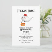 Schattigee Ghost Trick or treat Bucket Halloween P Kaart (Staand voorkant)