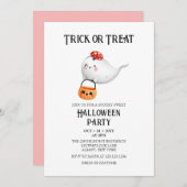 Schattigee Ghost Trick or treat Bucket Halloween P Kaart (Voorkant / Achterkant)