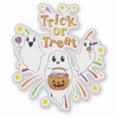 Schattigee Ghost Trick or treat Cartoon Modern Hal Sticker (Voorkant)
