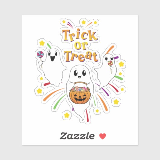 Schattigee Ghost Trick or treat Cartoon Modern Hal Sticker (Vel)