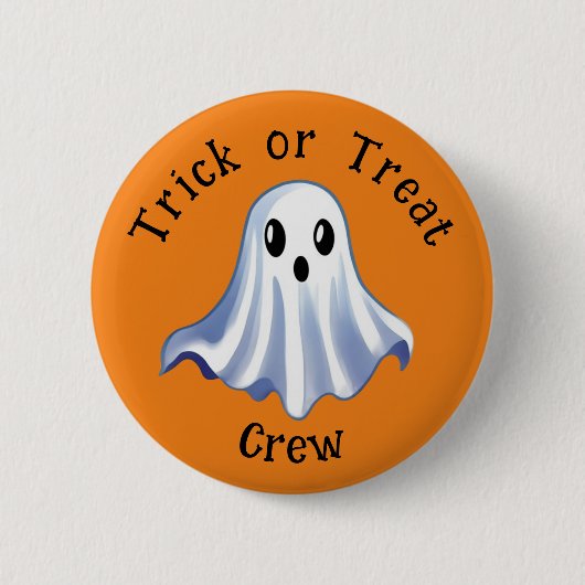 Schattigee Ghost Trick or treat Crew Button (Voorkant)