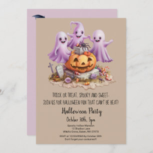 Schattigee Ghost Trick or treat Pumpkin Halloween  Kaart
