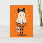 Schattigee Ghost Trick or treat Verbrand Sinaasapp Kaart (Voorkant)
