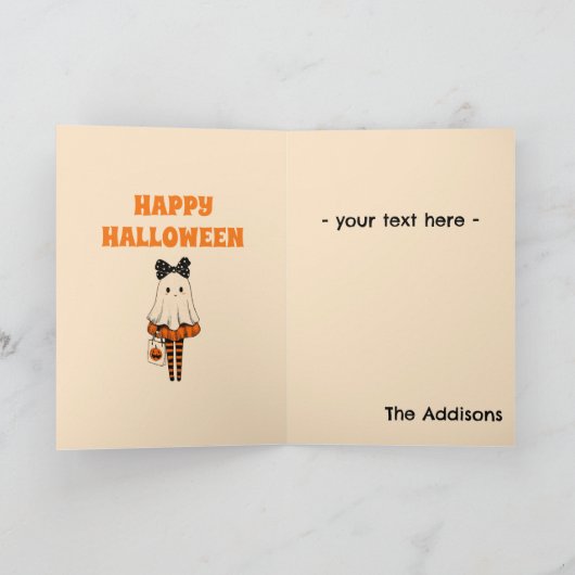 Schattigee Ghost Trick or treat Verbrand Sinaasapp Kaart (Binnen)