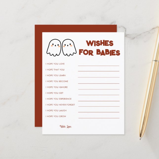 Schattigee Ghost Twins Baby shower Baby Wishes Spe (Voorkant / Achterkant in situ)