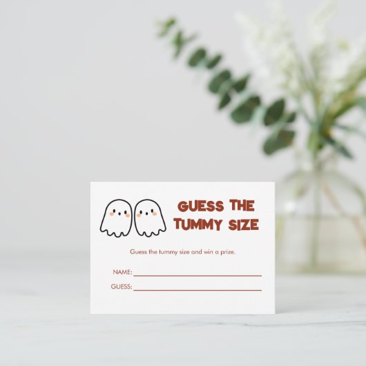 Schattigee Ghost Twins Baby shower Guess Tummy Siz Informatiekaartje (Staand voorkant)