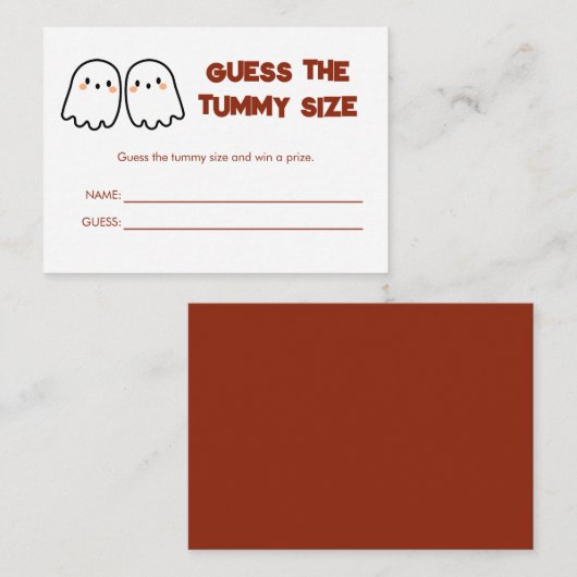 Schattigee Ghost Twins Baby shower Guess Tummy Siz Informatiekaartje (Voorkant / Achterkant)