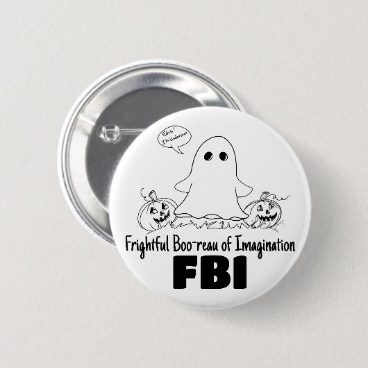 Schattigee Ghost Undercover FBI Halloween Button (Voorkant /achterkant)