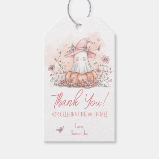Schattigee Ghost Verjaardag Bedankt Cadeaulabel (Voorkant)