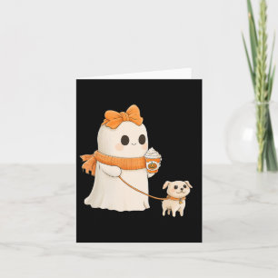 Schattigee Ghost Walking Dog Coquette Bow Hallowee Kaart