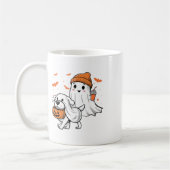 Schattigee Ghost Walking Dog Coquette Bow Hallowee Koffiemok (Links)