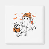 Schattigee Ghost Walking Dog Coquette Bow Hallowee Magneet (Voorkant)