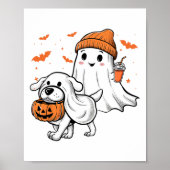 Schattigee Ghost Walking Dog Coquette Bow Hallowee Poster (Voorkant)