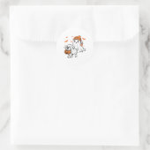 Schattigee Ghost Walking Dog Coquette Bow Hallowee Ronde Sticker (Tas)
