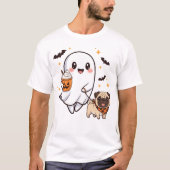 Schattigee Ghost Walking Dog Pug Coffee Halloween  T-shirt (Voorkant)
