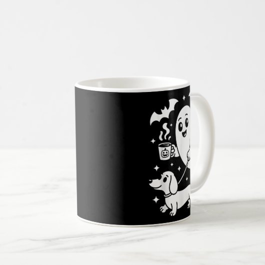 Schattigee Ghost Walking Dog teckel koffie Hallowe Koffiemok (Voorkant rechts)