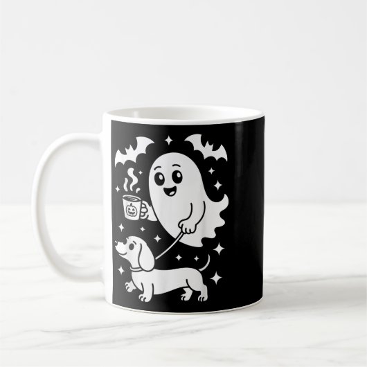 Schattigee Ghost Walking Dog teckel koffie Hallowe Koffiemok (Links)