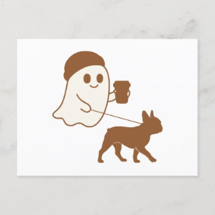 Schattigee Ghost Walking Frenchie Feestdagenkaart