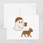 Schattigee Ghost Walking Frenchie Feestdagenkaart (Voorkant / Achterkant)