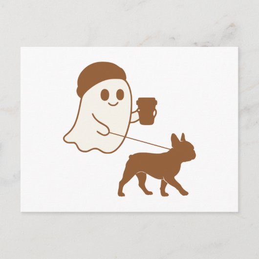 Schattigee Ghost Walking Frenchie Feestdagenkaart (Voorkant)