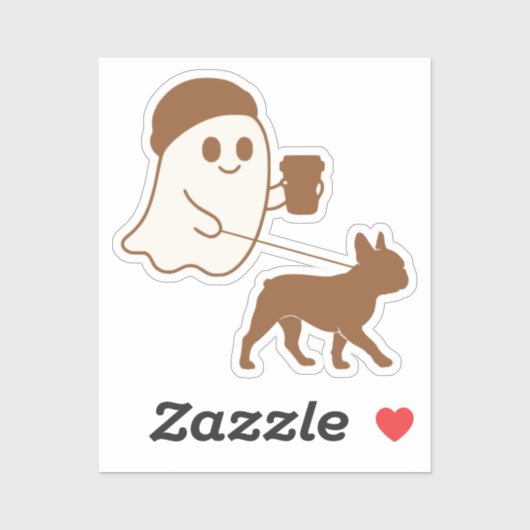 Schattigee Ghost Walking Frenchie Sticker (Vel)
