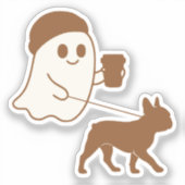 Schattigee Ghost Walking Frenchie Sticker (Voorkant)
