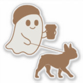 Schattigee Ghost Walking Frenchie Sticker (Voorkant)