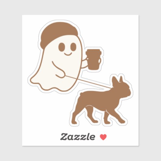 Schattigee Ghost Walking Frenchie Sticker (Vel)