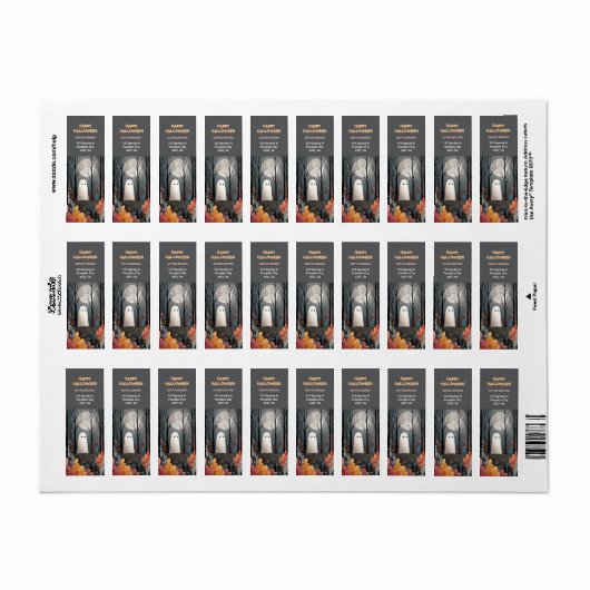 Schattigee Ghost Waterverf Art Halloween Retouradr Etiket (Full Sheet)