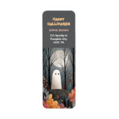 Schattigee Ghost Waterverf Art Halloween Retouradr Etiket (Voorkant)
