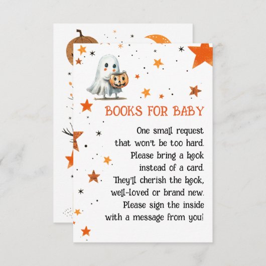 Schattigee Ghost Waterverf Halloween Boeken voor B Informatiekaartje (Voorkant / Achterkant)