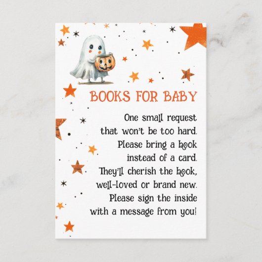 Schattigee Ghost Waterverf Halloween Boeken voor B Informatiekaartje (Voorkant)