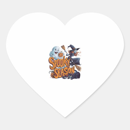 Schattigee Ghost Witch Black Cat Halloween Boo Gho Hart Sticker (Voorkant)