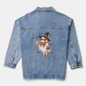 Schattigee Ghost Witch met Pumpkin Spice Latte Denim Jacket (Achterkant)