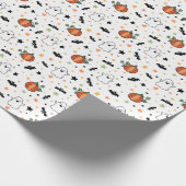 Schattigee Ghosts Bats Pumpkins Halloween Pattern Cadeaupapier (Hoek)