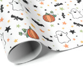 Schattigee Ghosts Bats Pumpkins Halloween Pattern Cadeaupapier (Rol Hoek)