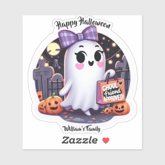 Schattigee Ghoul vriend Goedgekeurd Halloween Sticker (Vel)