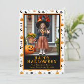 Schattigee Ghouls Classic Custom Halloween Foto Feestdagenkaart (Staand voorkant)