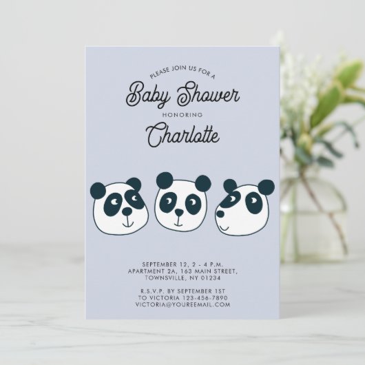 Schattigee Giant Panda Beer Baby shower Uitnodigin Kaart (Staand voorkant)