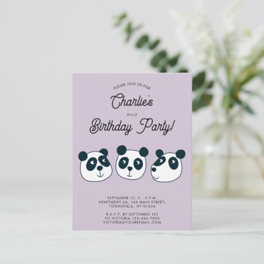 Schattigee Giant Panda Beer Verjaardagsfeestuitnod Briefkaart (Staand voorkant)