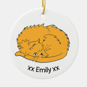 Schattigee Ginger Cartoon Kat met naam Keramisch Ornament