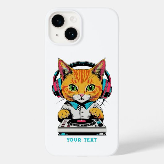 Schattigee Ginger Cat DJ Pop Art Design Retro Hoof Case-Mate iPhone Case (Achterkant)