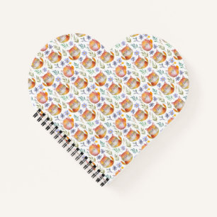Schattigee Ginger Cat en Flowers Motif Spiral Noti Notitieboek